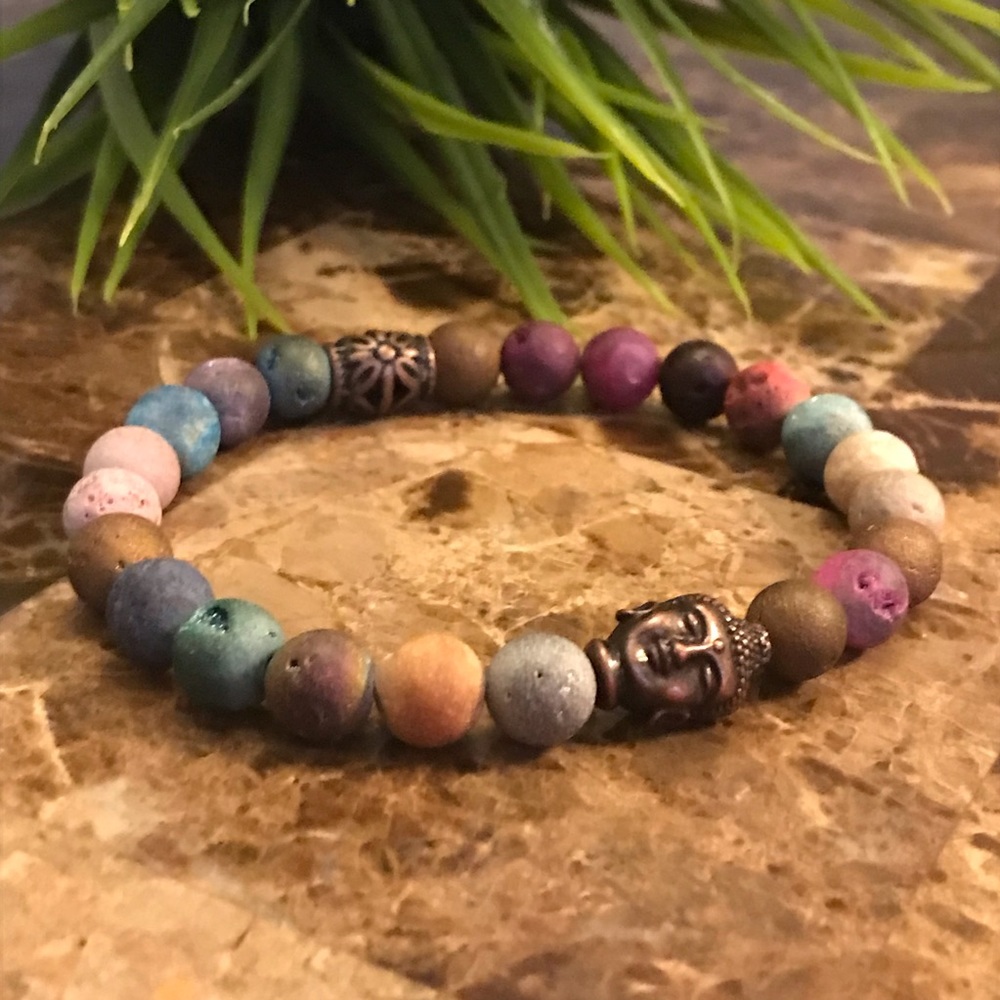 New Men’s Trendy Colorful Natural Stone Beaded Bracelet - Picture 2 of 7